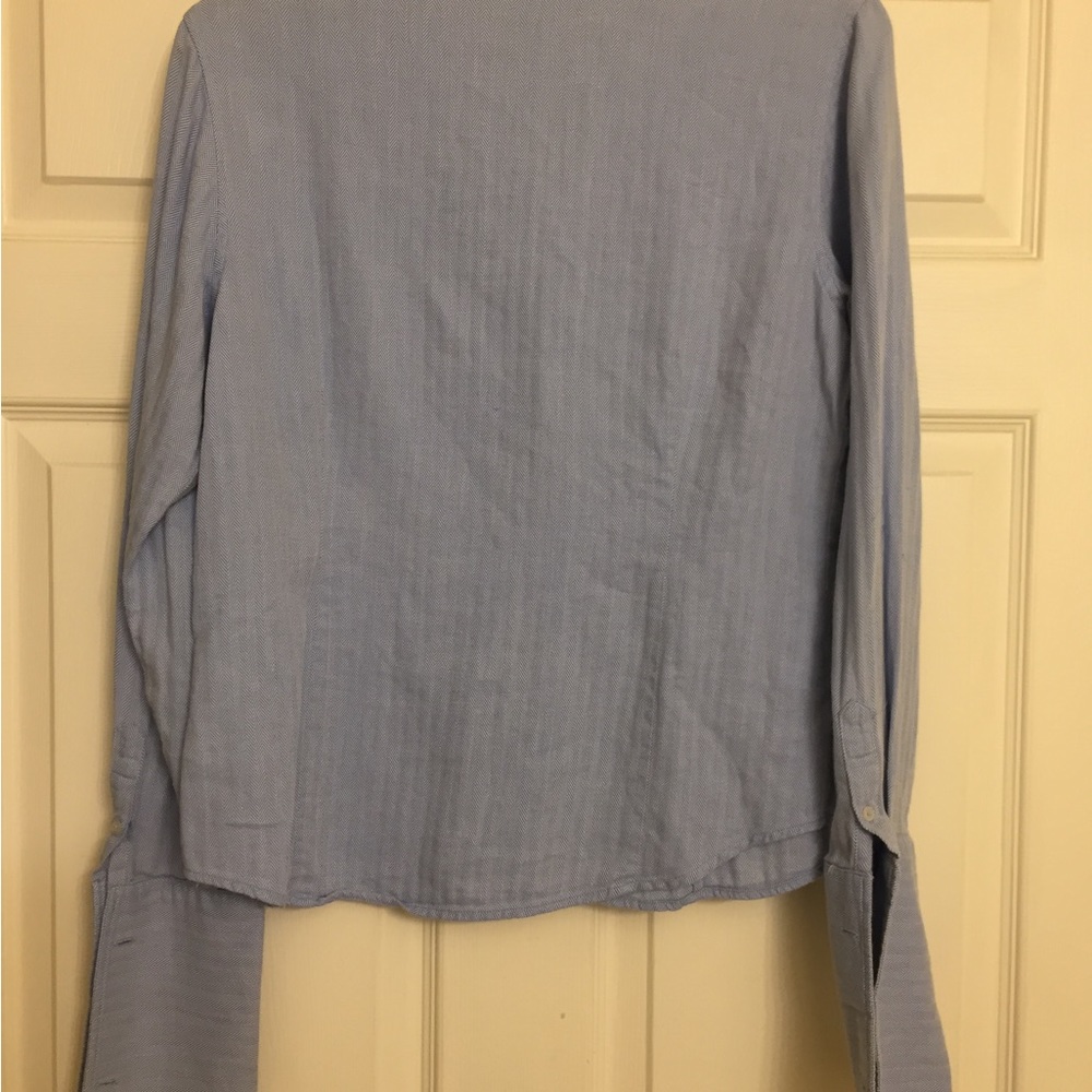 Blue long sleeve button down shirt to be worn with cuffings - Picture 2 of 3